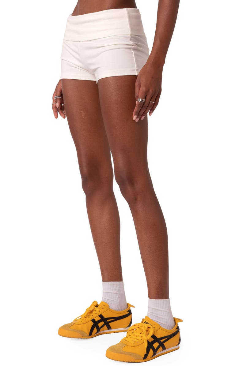 EDIKTED Foldover Shorts, Alternate, color, White