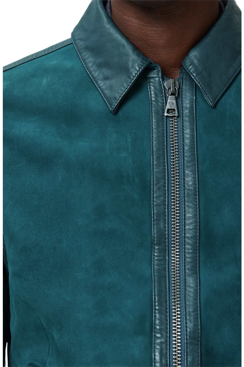 Jaxon Leather Trim Suede Jacket, Alternate, color, PEACOCK BLUE