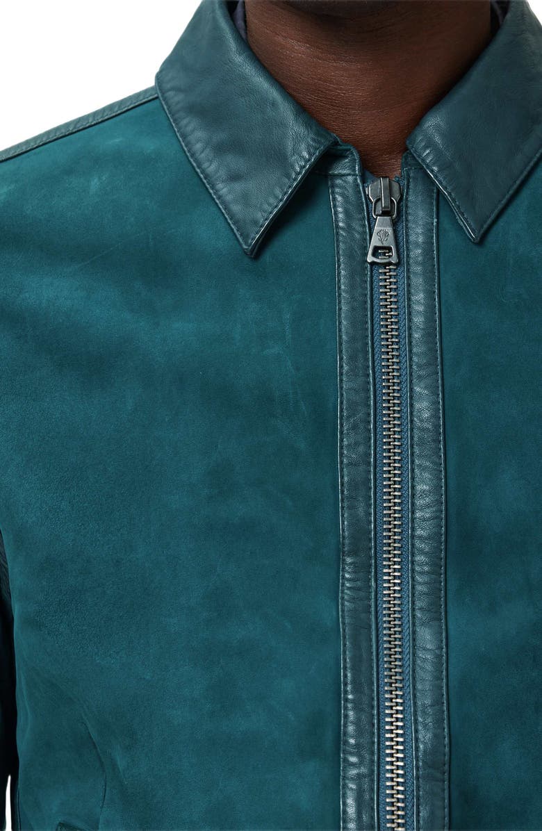 John Varvatos Jaxon Leather Trim Suede Jacket, Alternate, color, Peacock Blue