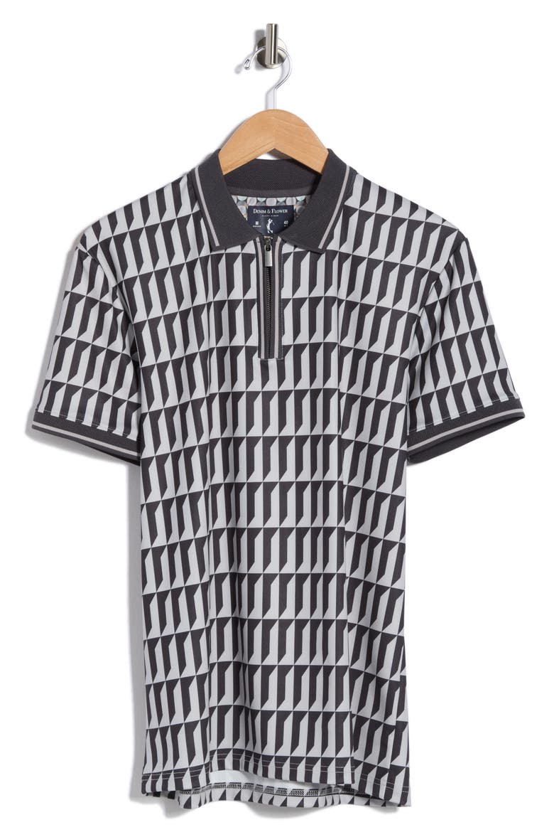 Geometric Quarter Zip Performance Polo, Alternate, color, GREY