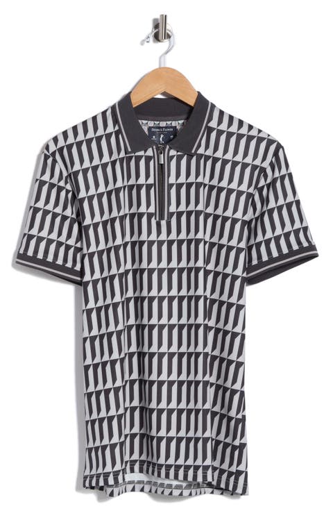Geometric Quarter Zip Performance Polo
