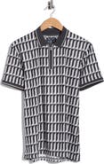 DENIM AND FLOWER Geometric Quarter Zip Performance Polo