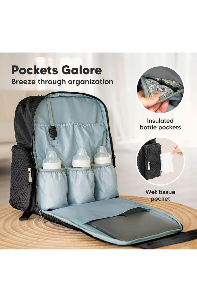 KeaBabies Bree Diaper Backpack, Alternate, color, Charcoal