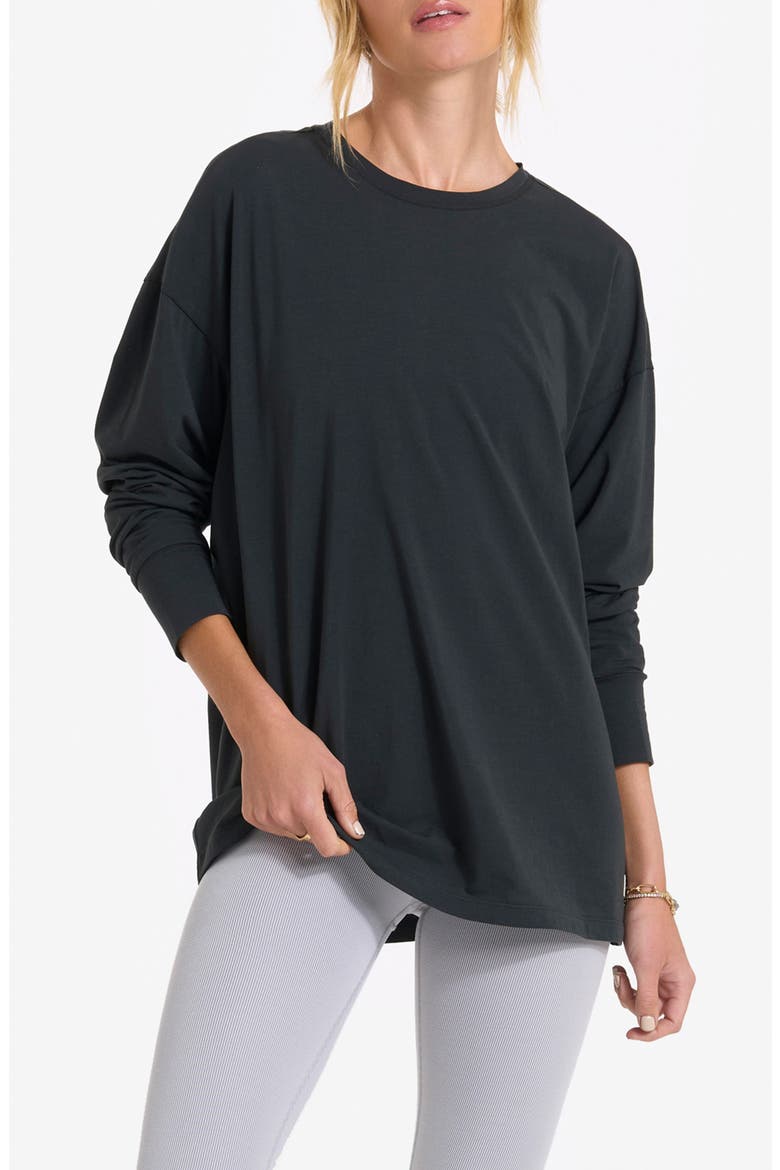 Long-Sleeve Feather Tee, Main, color, WASHED BLACK
