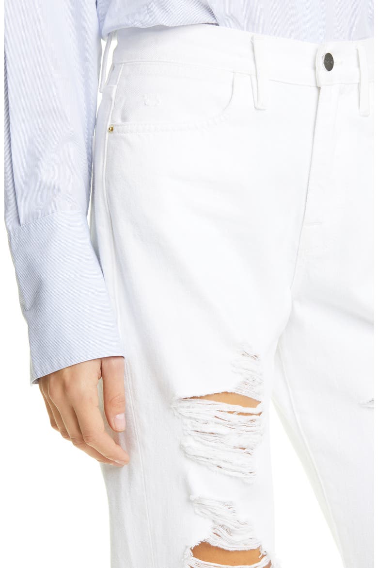 Le Hollywood High Waist Straight Leg Jeans, Alternate, color, RUMPLED BLANC RIPS