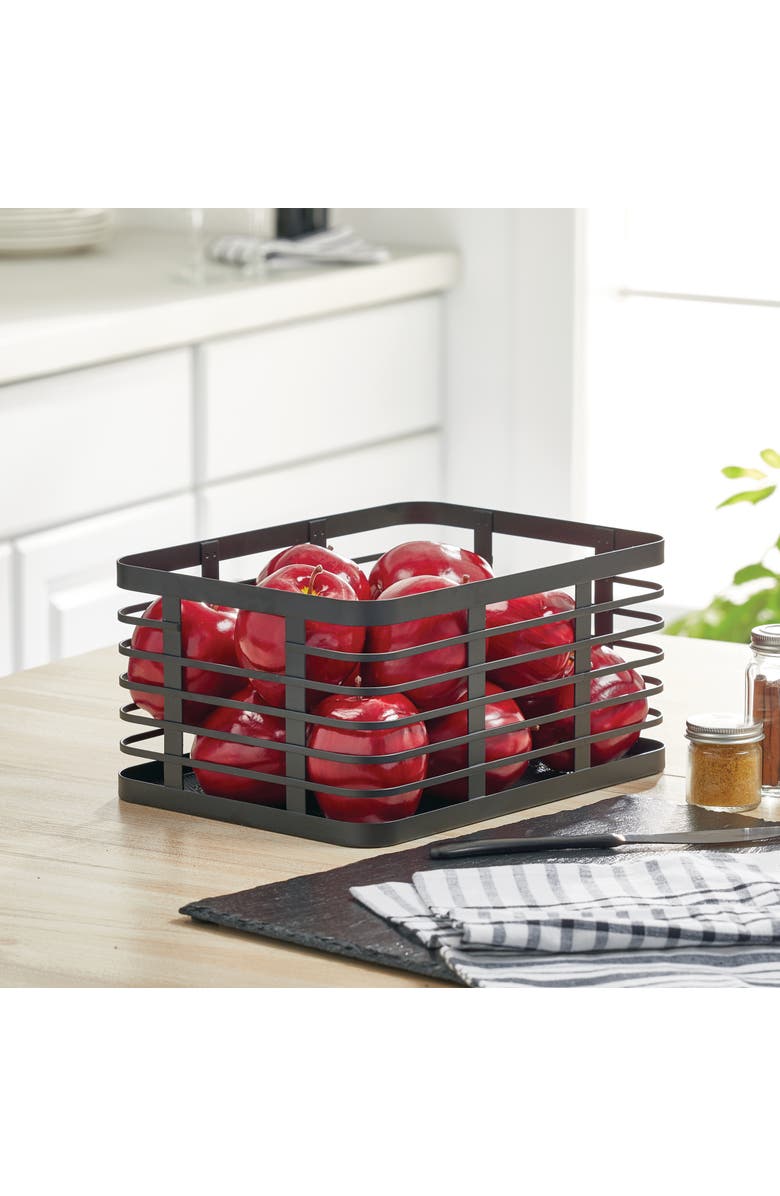 mDesign Metal Pantry Basket with Handles - Set of 4 - Matte Black, Alternate, color, Black