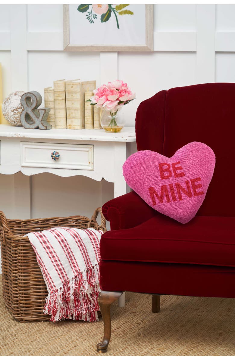 C&F Home "BE MINE" Heart Valentine's Day Hooked Accent Throw Pillow 15" x 17", Alternate, color, Pink