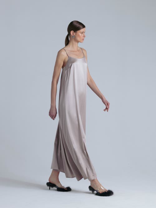 Alas Aphrodite Sleeveless Silk Maxi Dress In Silver