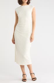 NORDSTROM RACK Ruched Lace Midi Dress