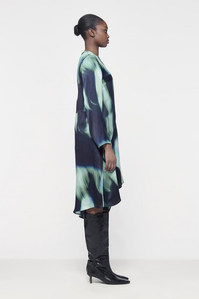 Printed Paneled Dress, Alternate, color, Green