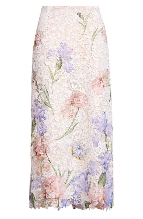 Iris Degradé Printed Lace Midi Skirt