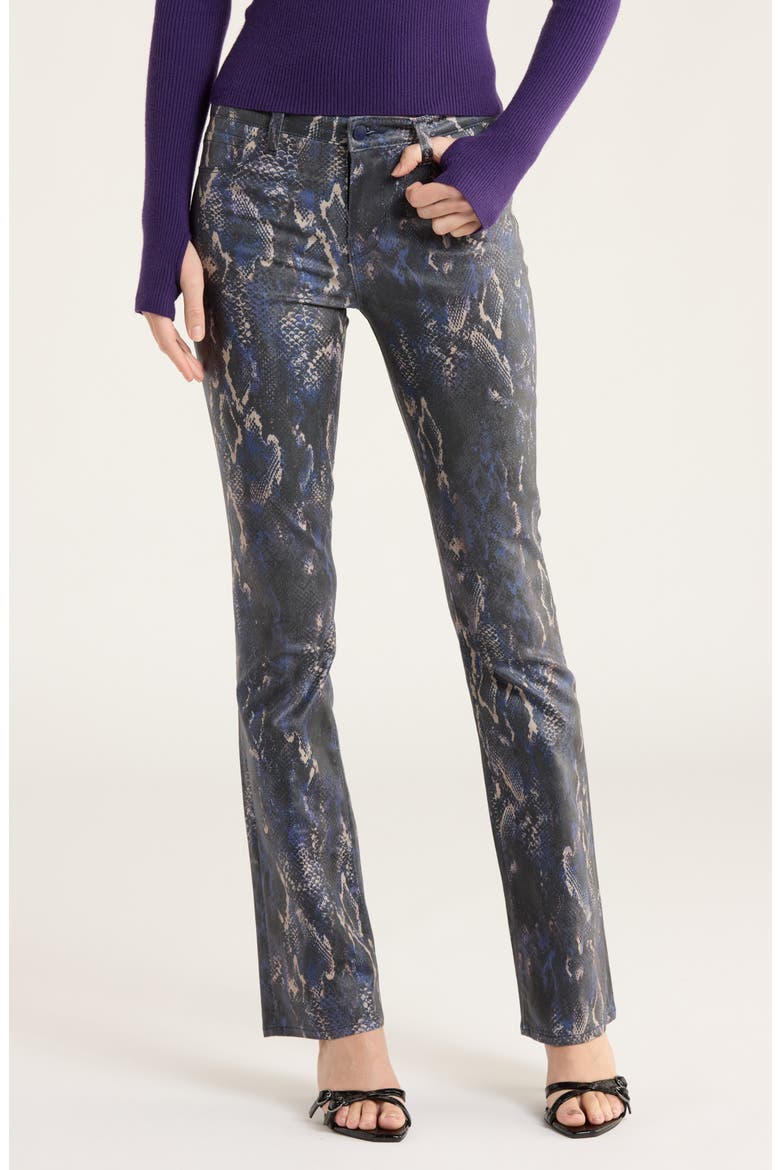 Selma Snakeskin Coated Baby Bootcut Jeans, Main, color, MIDNIGHT/ TAN SNAKE