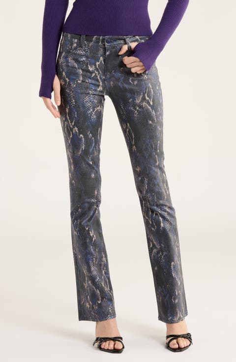 Selma Snakeskin Coated Baby Bootcut Jeans