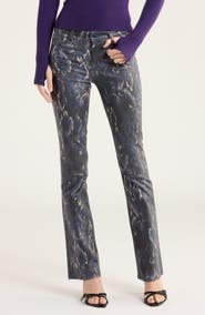 L'AGENCE Selma Snakeskin Coated Baby Bootcut Jeans