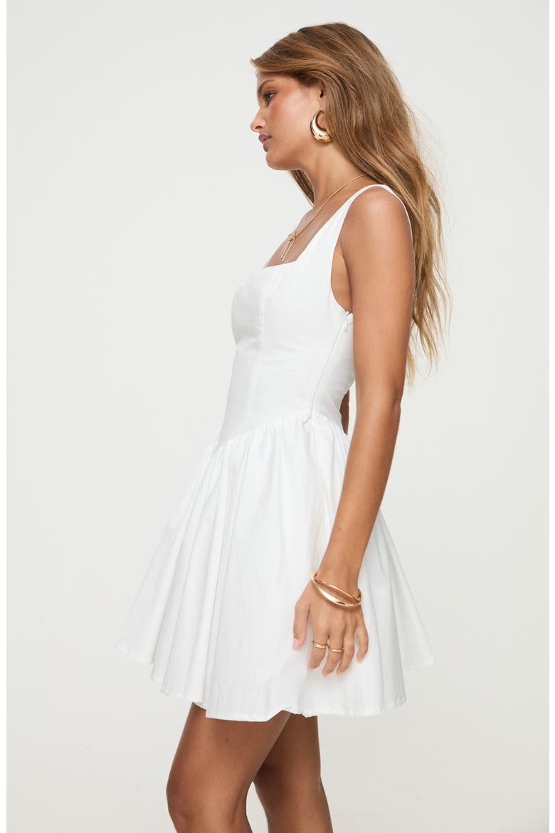Straplie Organic Cotton Corset Minidress, Alternate, color, WHITE