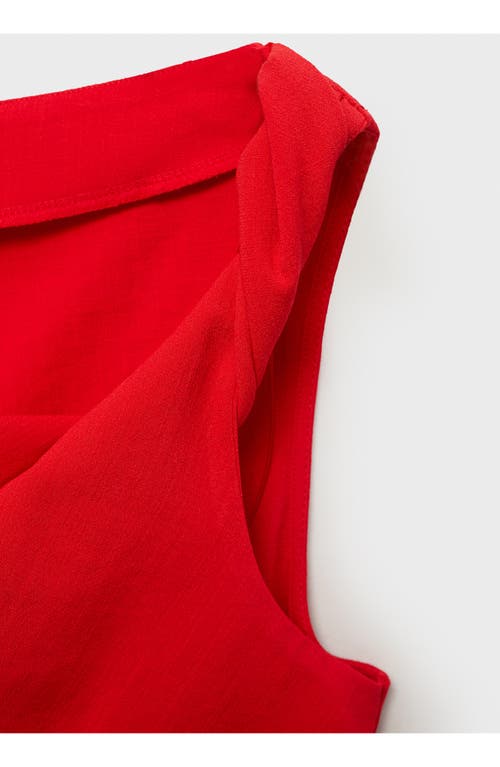 Mango Asymmetric Drape Crop Top In Red