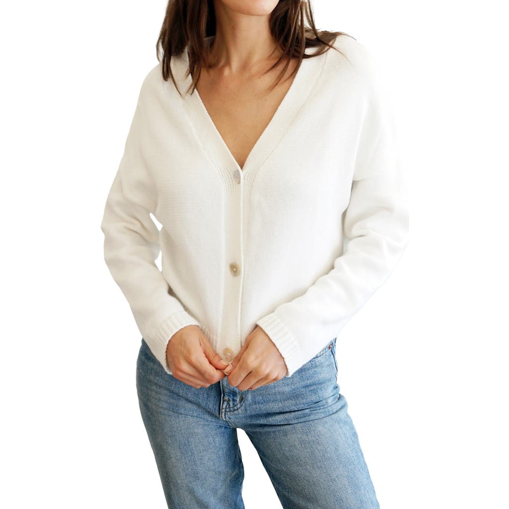 Paneros Clothing Diana Cropped Cardigan In Sugar White