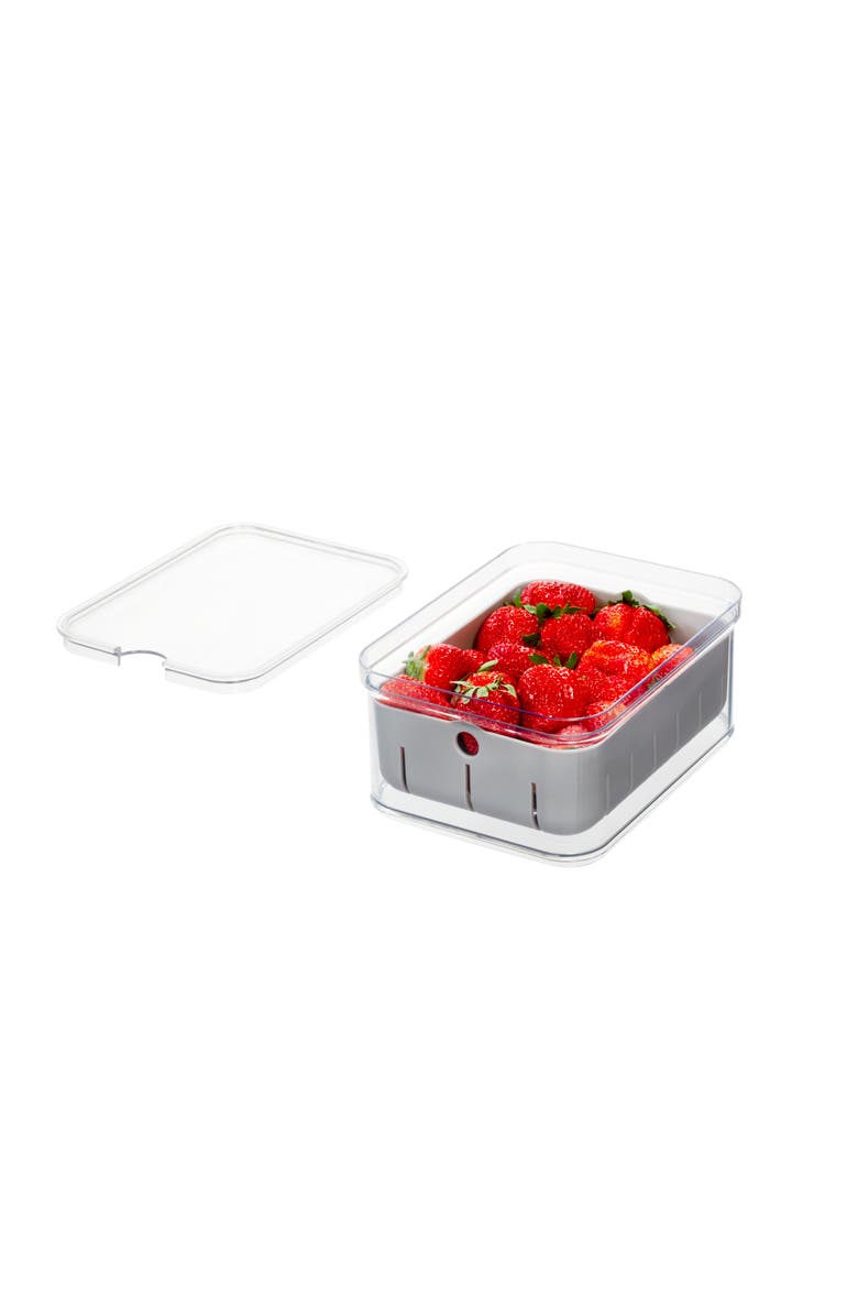 iDesign Small Fridge Berry Bin with Removable Colander - Set of 3 - Clear/Gray, Alternate, color,