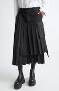 Sacai Pleated Mixed Media Midi Skirt