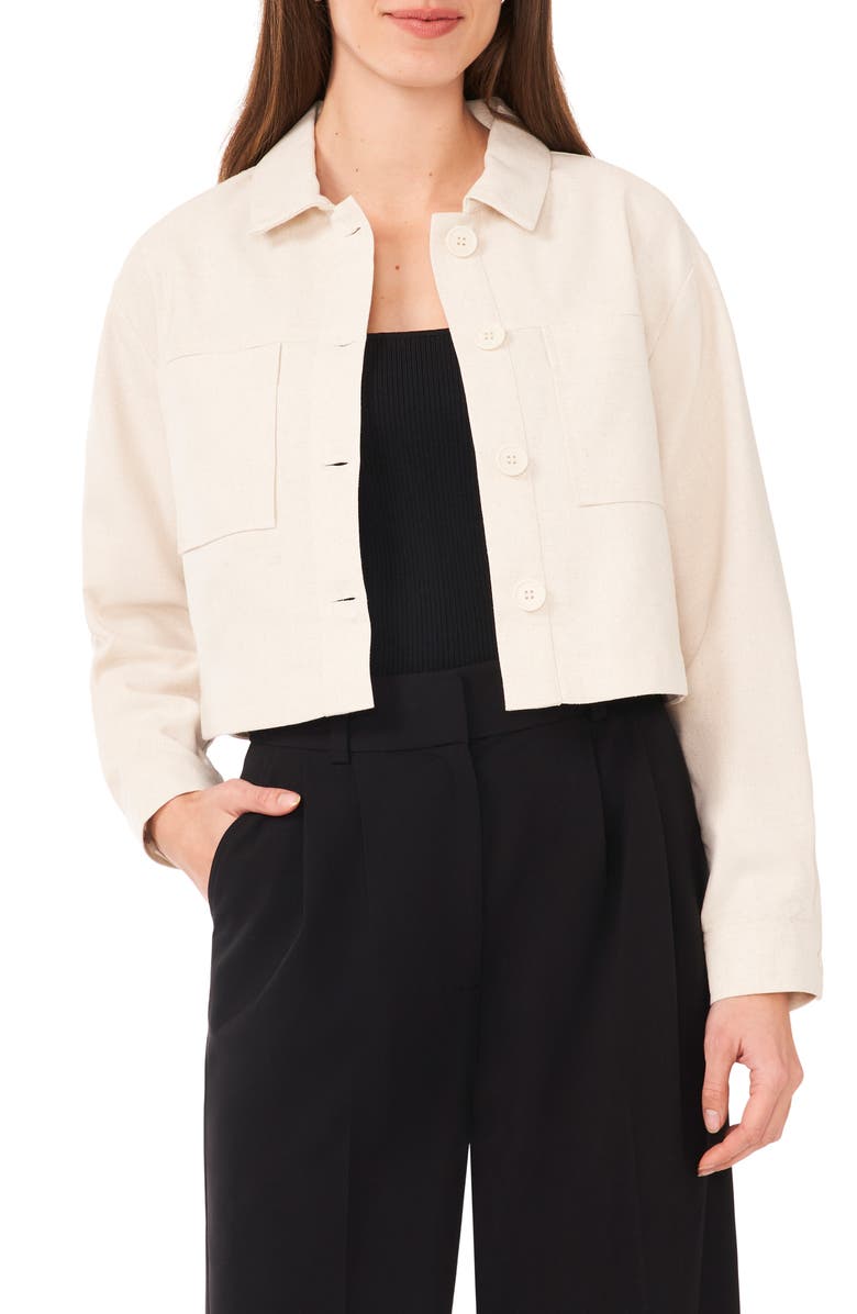 Halogen<sup>®</sup> Patch Pocket Cropped Jacket, Main, color, Natural Beige