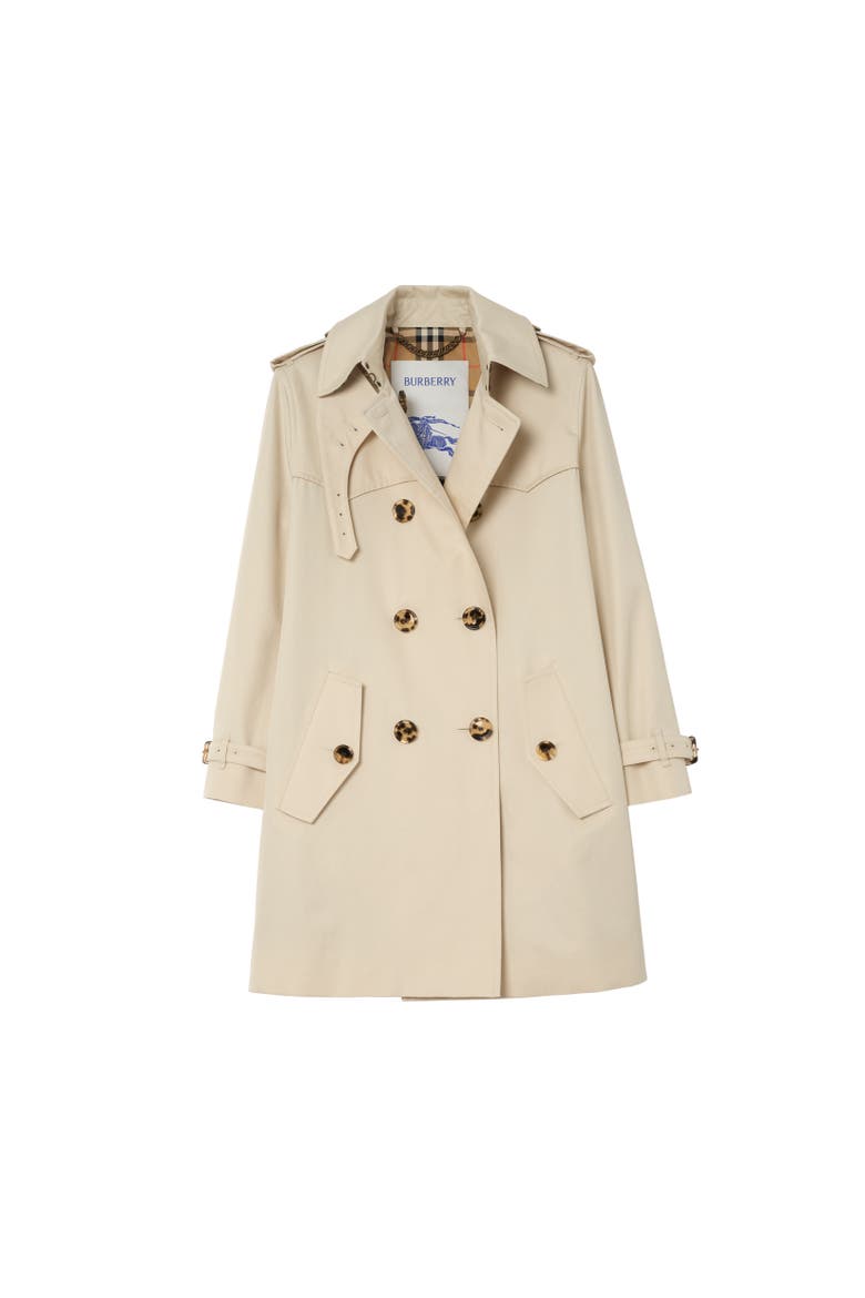 Short Summerside Gabardine Trench Coat, Alternate, color, Clam beige