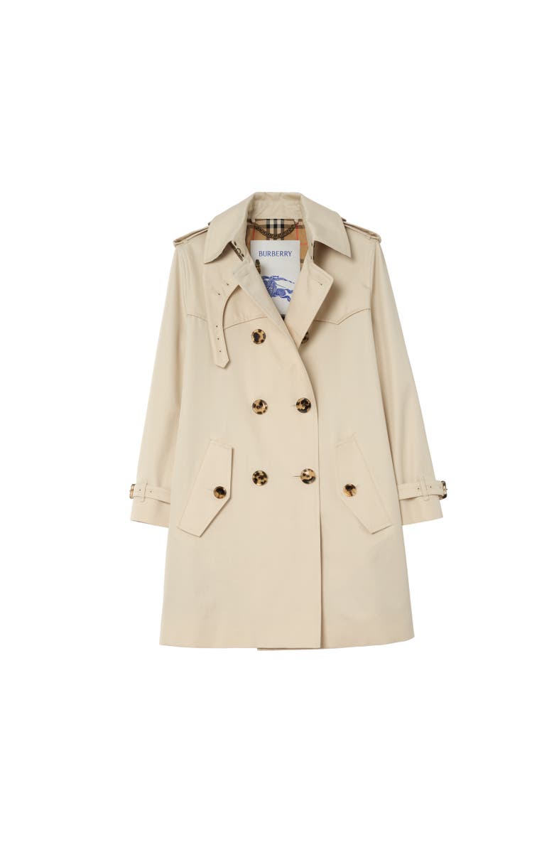 Burberry Short Summerside Gabardine Trench Coat, Alternate, color, Clam Beige
