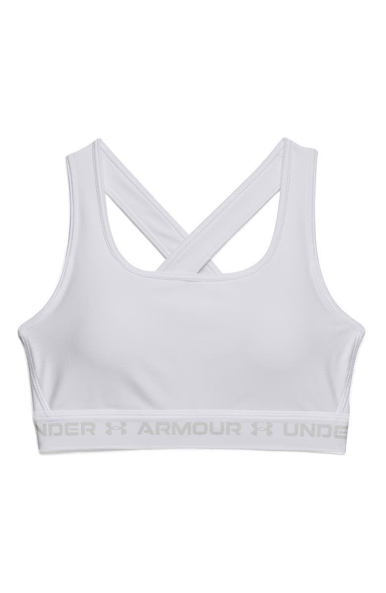 Under Armour HeatGear<sup>®</sup> Mid Cross Back Sports Bra, Alternate, color, 100 White