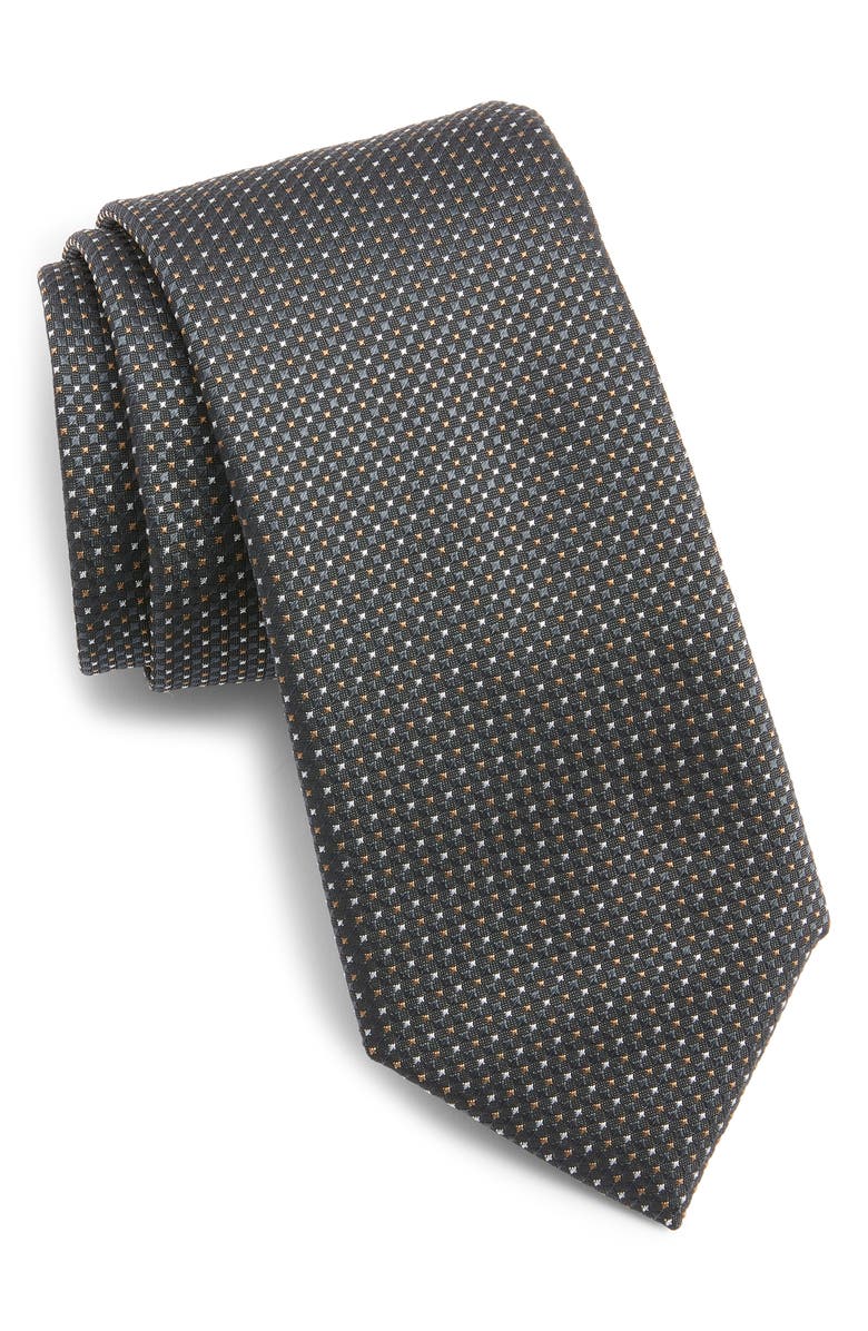 BOSS Silk Blend Jacquard Tie, Main, color, Black