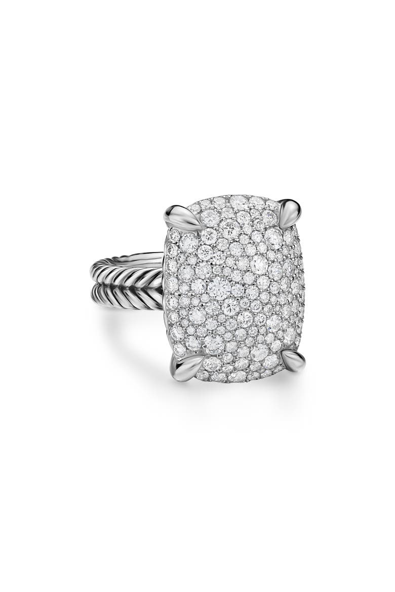Chatelaine® Elongated Ring, Sterling Silver with Diamonds, 19mm, Alternate, color, SILVER PAVE
