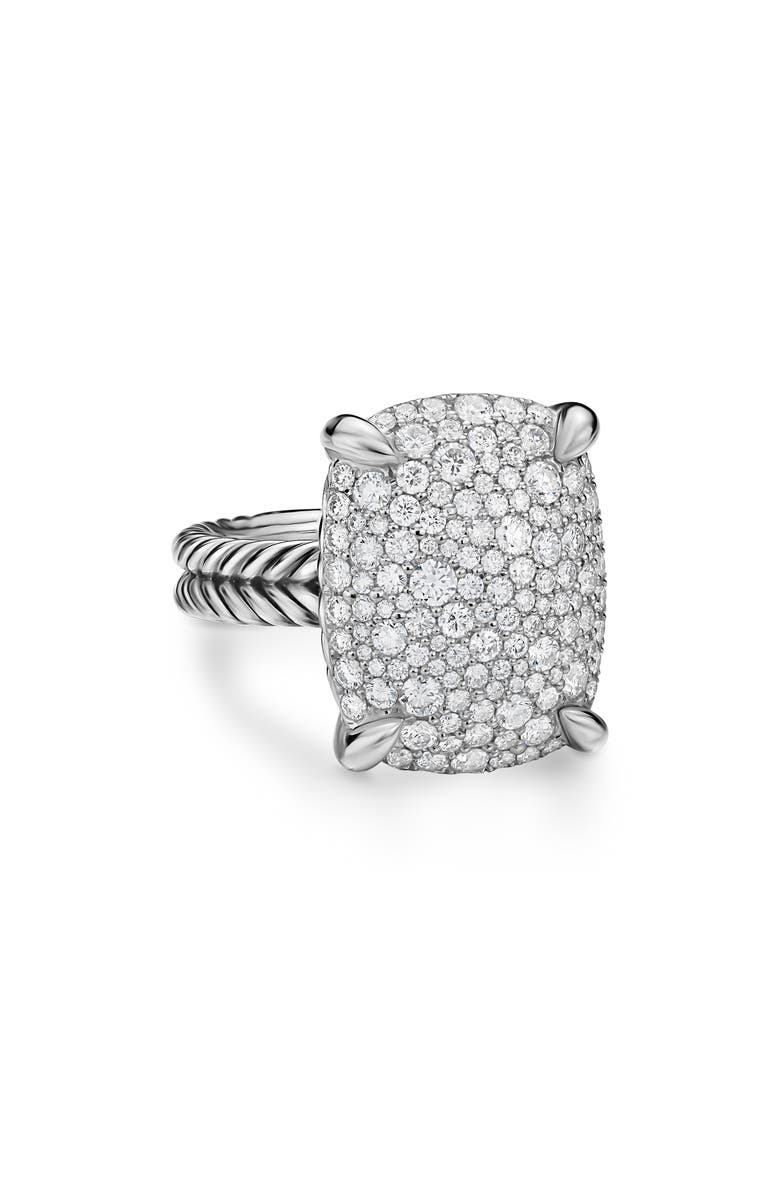 David Yurman Chatelaine<sup>®</sup> Elongated Ring, Sterling Silver with Diamonds, 19mm, Alternate, color, Silver Pave