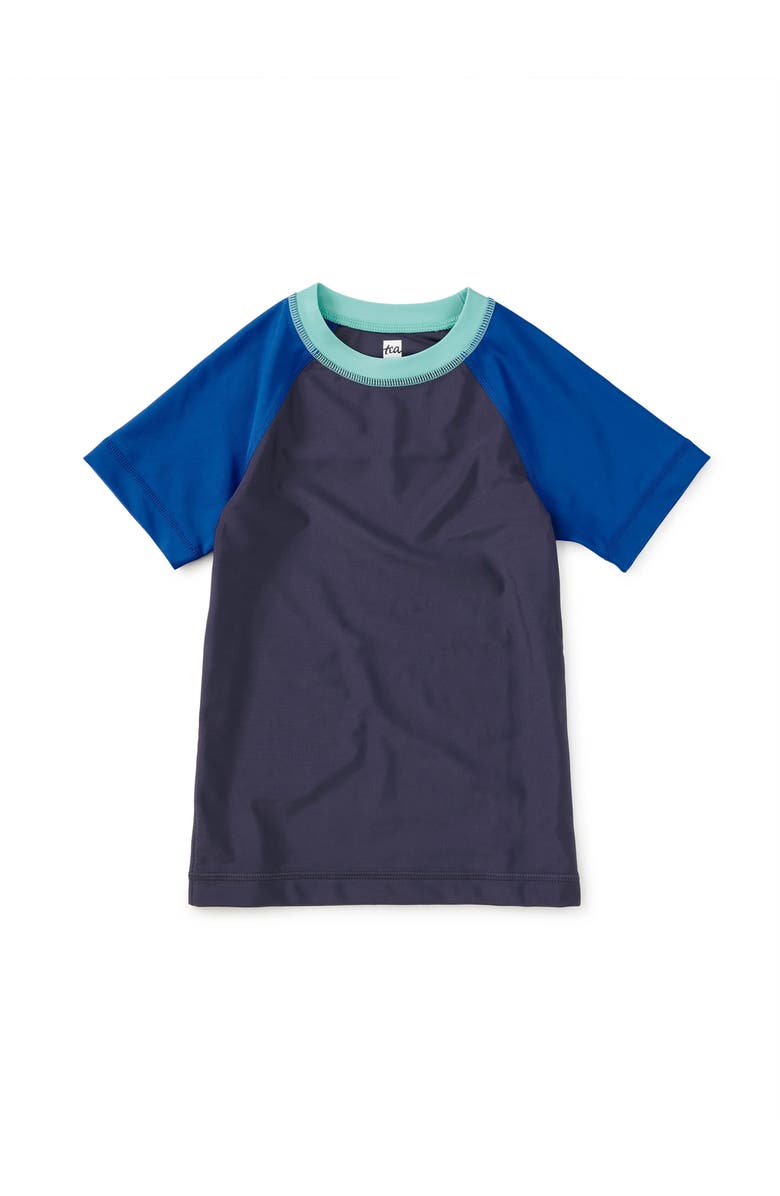 Tea Collection Short Sleeve Rash Guard, Main, color, Indigo