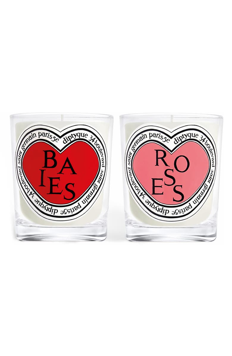 Diptyque Valentine's Day Baies (Berries) and Roses Candle Duo, Main, color,