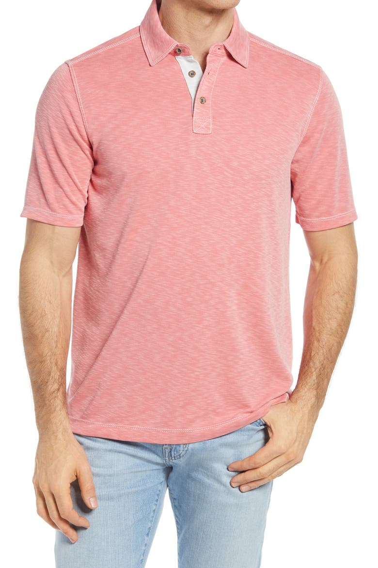 Slub Men's Polo, Main, color, CORAL