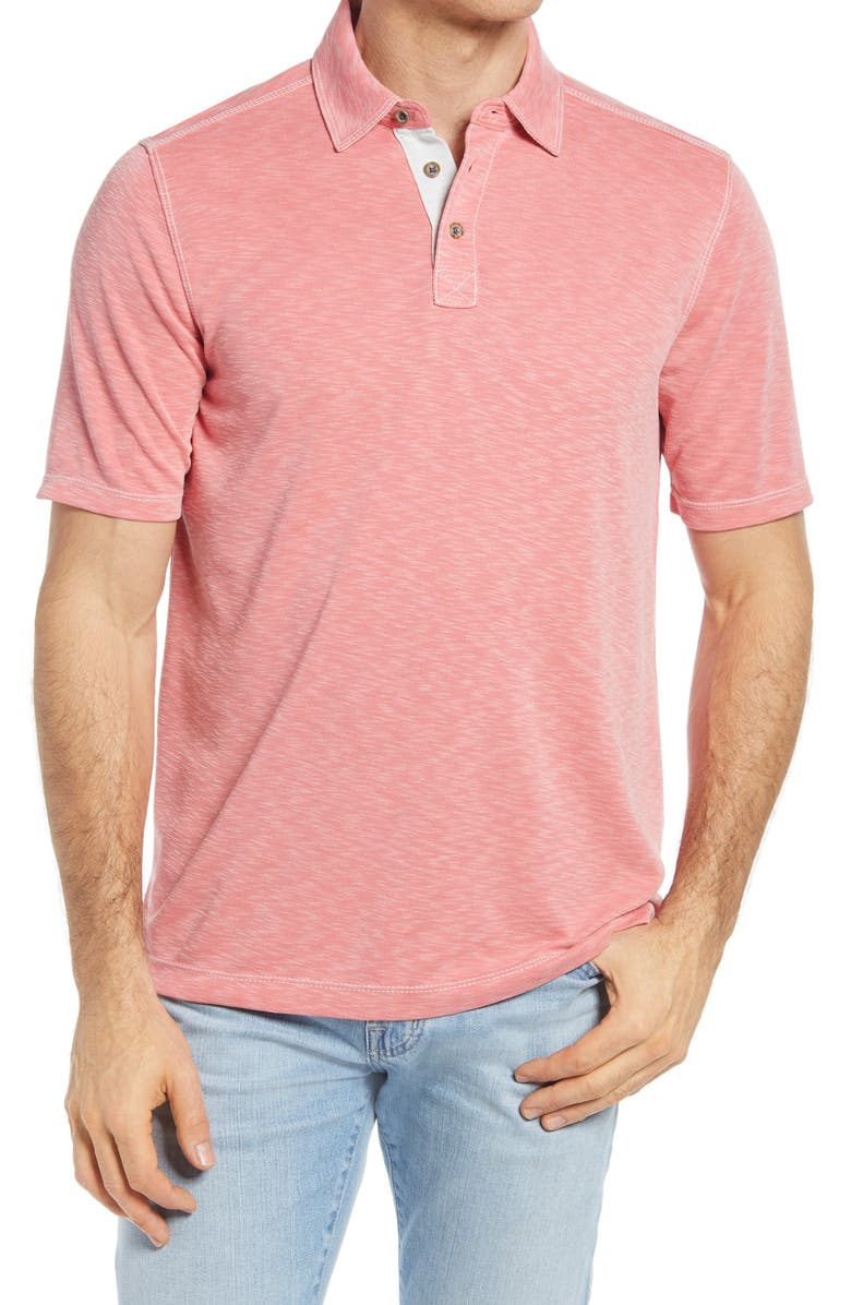 Johnston & Murphy Slub Men's Polo, Main, color, Coral