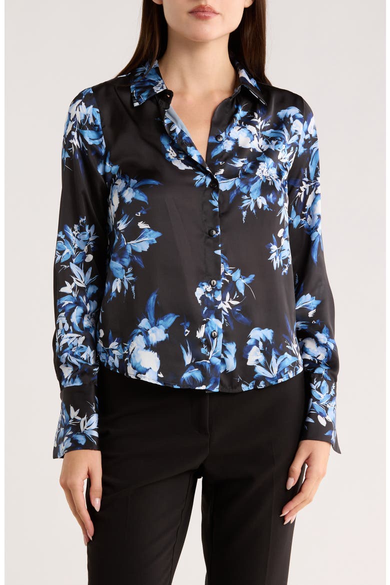 Floral Button-Up Shirt, Main, color, DUSTY BLUE