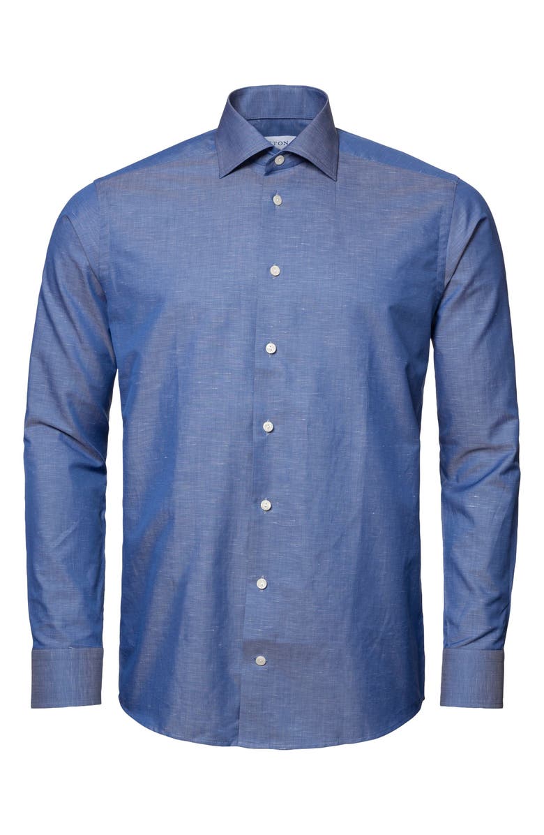Eton Contemporary Fit Cotton & Linen Blend Dress Shirt, Alternate, color,