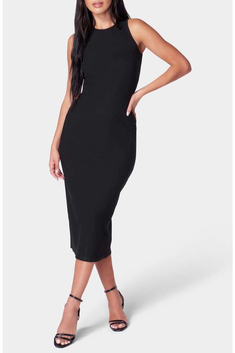 Ribbed Midi Tank Dress, Main, color, BLACK