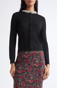 Veronica Beard Daro Embellished Merino Wool Cardigan