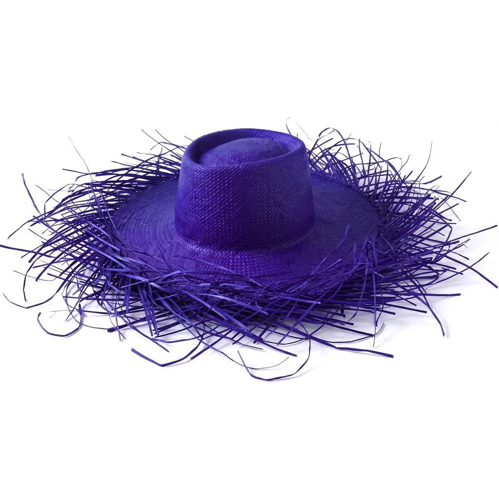 BRUNNA.CO The Catalina Frayed Straw Sun Hat in Blue at Nordstrom