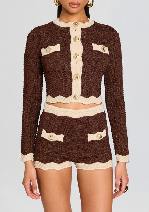 Retroféte Dallys Sparkly Knit Jacket In Mtlc Chestnut/bone