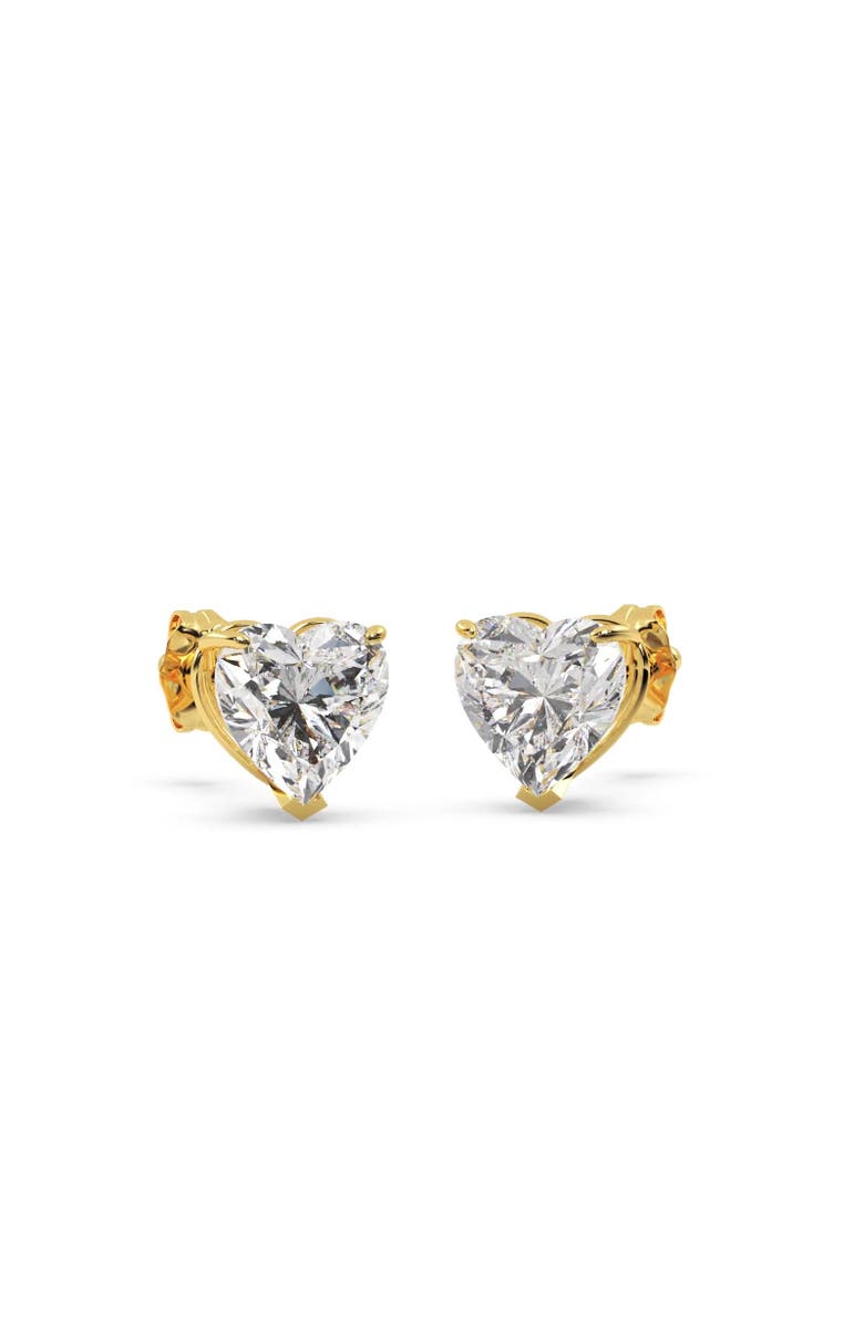 ALLUREZ Heart-Cut Lab Diamond Stud Earrings 14k 2.0ct, Alternate, color, Yellow Gold