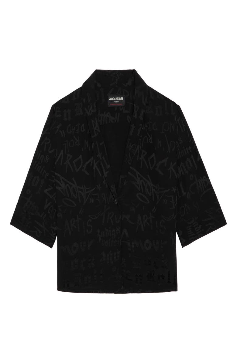 Zadig & Voltaire Telmos Jac Manifesto Print Silk Shirt, Alternate, color, 
