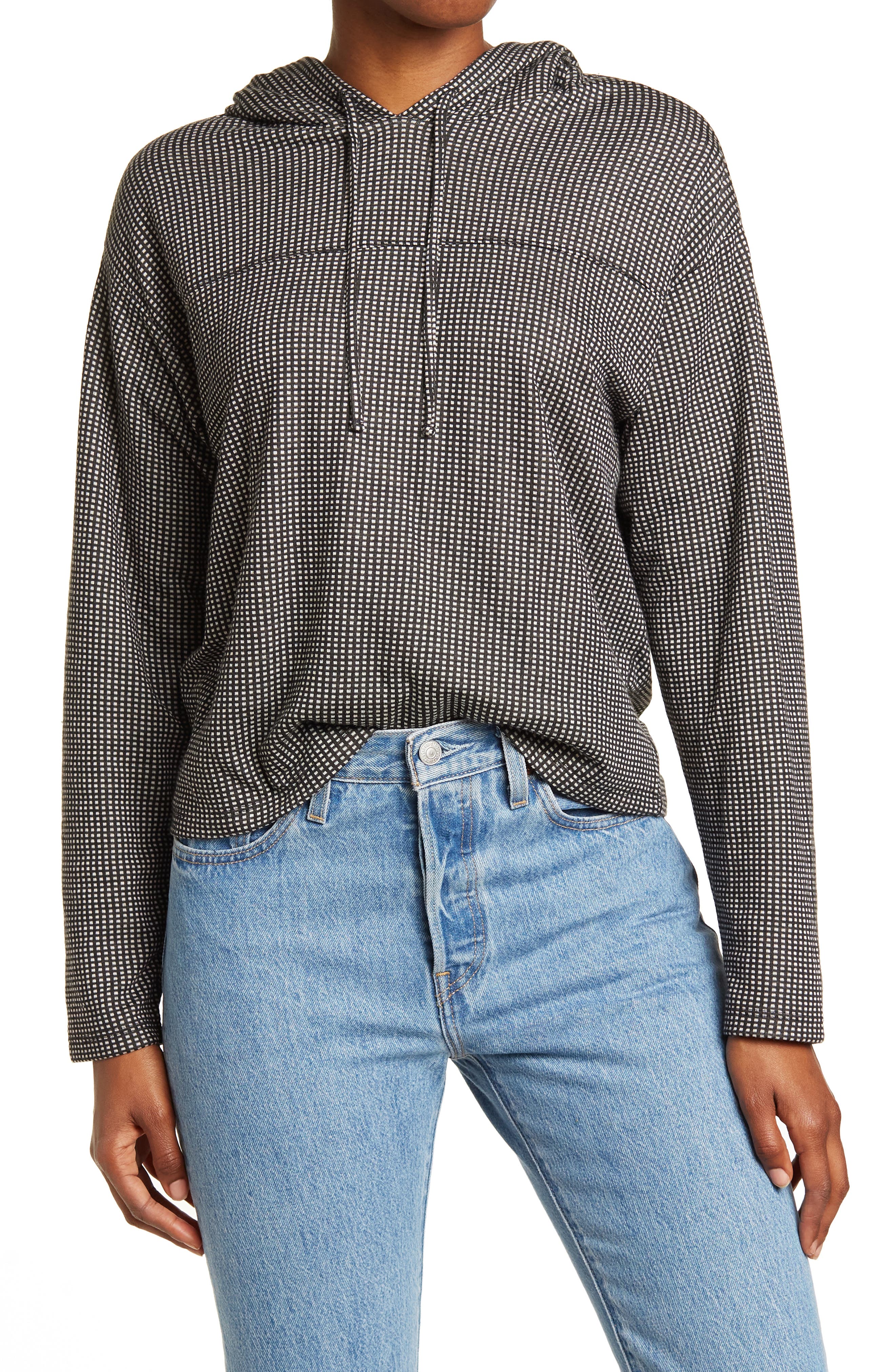 Marine Layer Dawn Grid Print Texture Hoodie (Women) | Nordstromrack