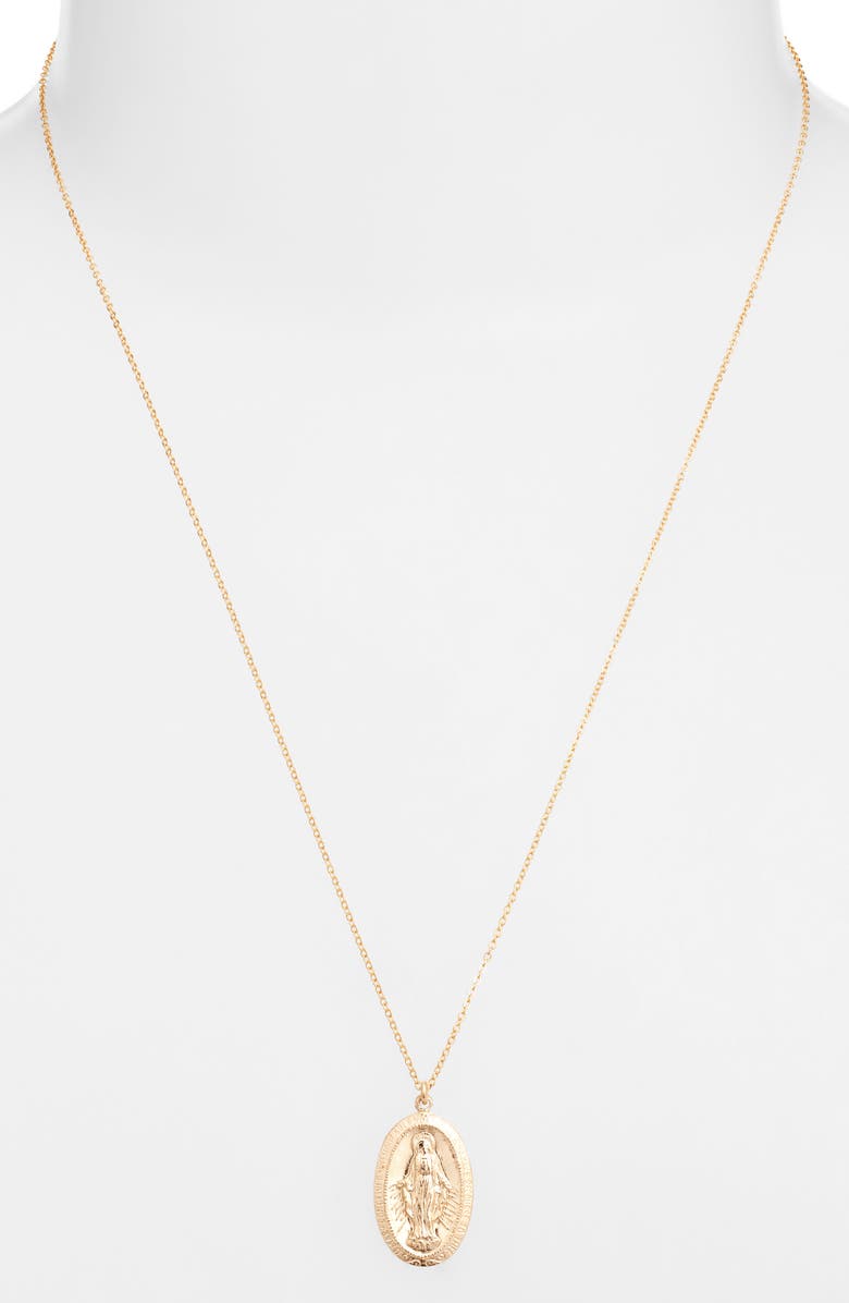 Set & Stones Virgin Mary Necklace, Alternate, color, Gold