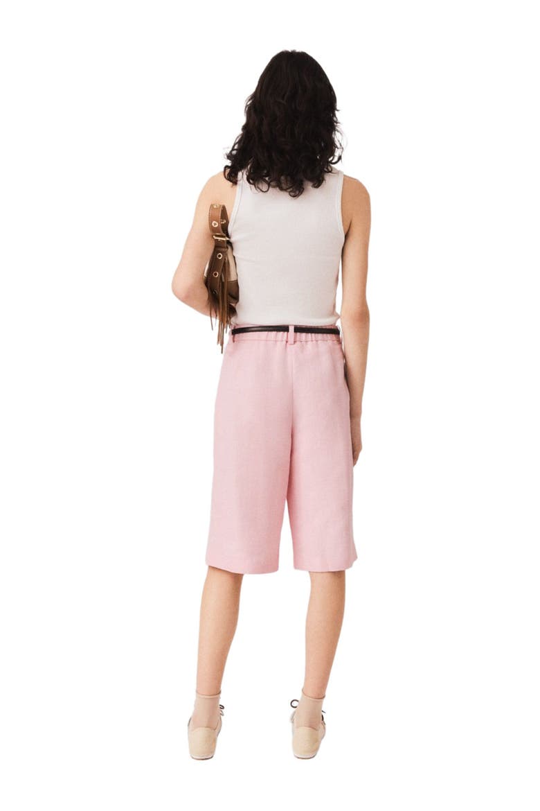 Pleated linen blend Bermuda shorts, Alternate, color, Pink