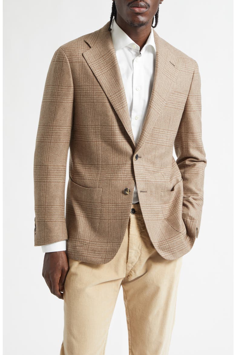 Unstructured Single Breasted Plaid Cashmere Sport Coat, Main, color, OAT POW