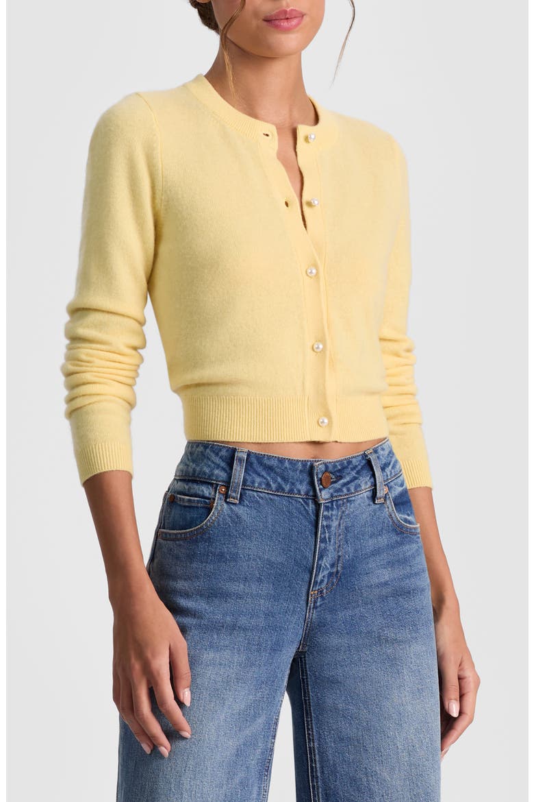 Dollie Cashmere Blend Crop Cardigan, Alternate, color, BUTTER