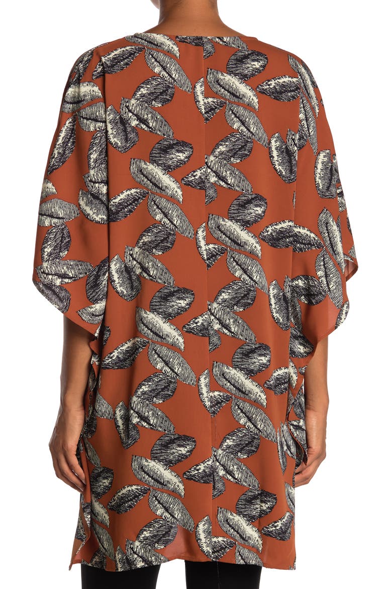 Feather Print Top, Alternate, color, BROWN/ BLACK