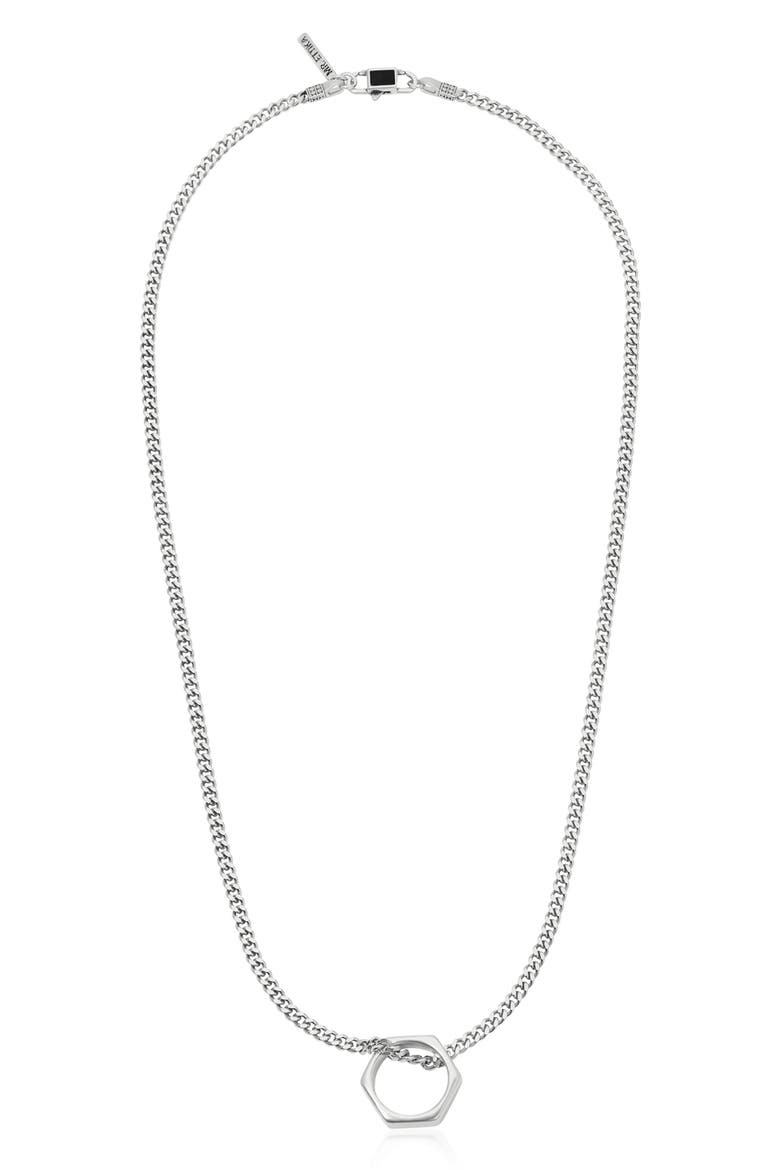 Men's Hexagon Necklace, Main, color, SILVER