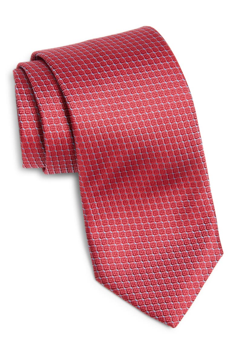 Geometric Silk Tie, Main, color, RED